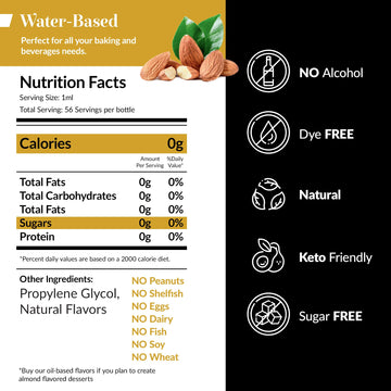Dolce Flav Almond Extract, Water-Soluble, Sugar-Free, 2 Oz, Concentrated Flavoring for Baking, Pastries & Beverages