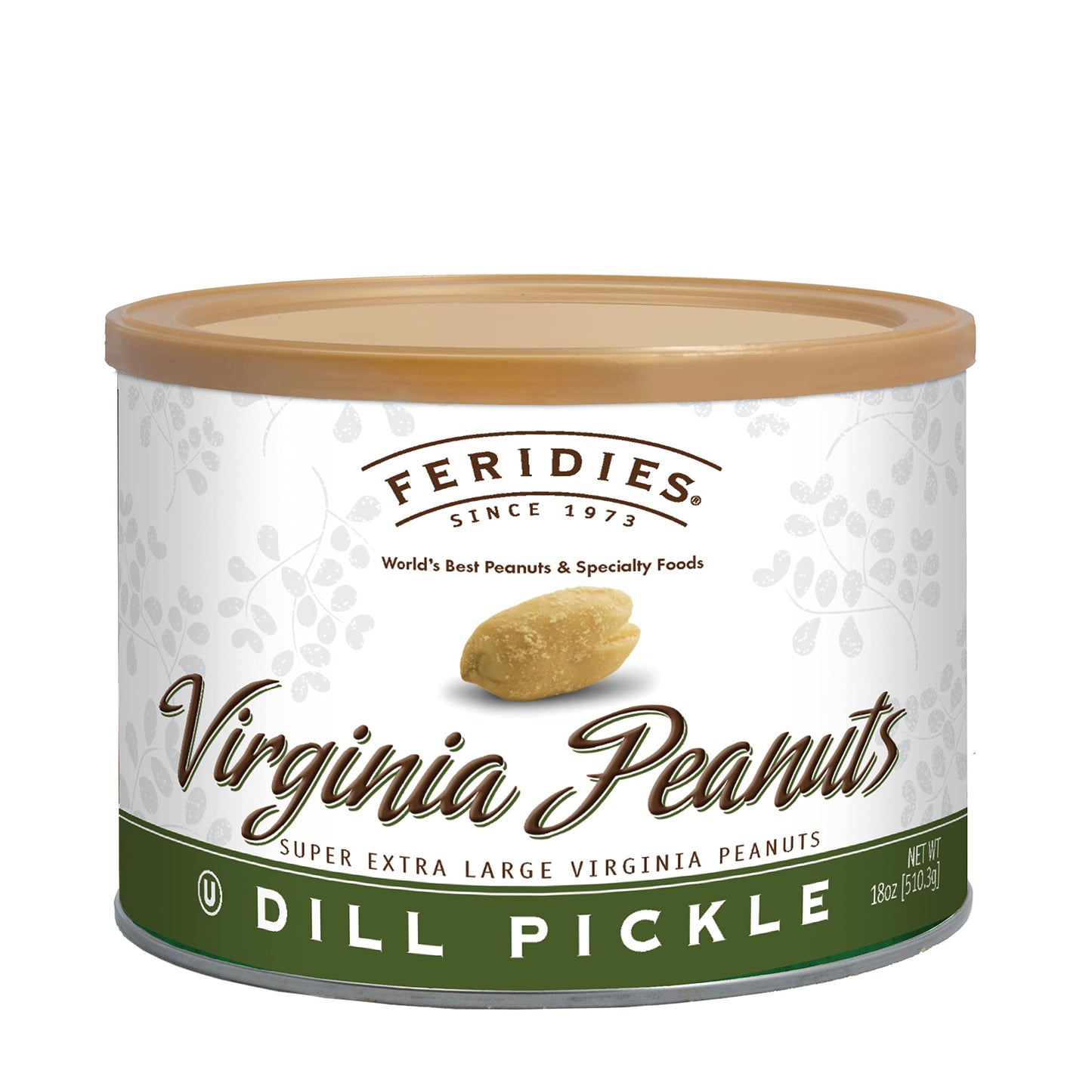 FERIDIES Extra Large Virginia Peanuts, Dill Pickle Flavor, 18oz Tin