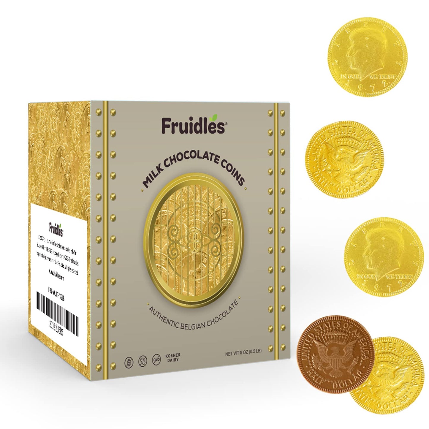 Fruidles Coins - Nut Free Chocolate Coins - Vault Design - 8 Ounce Pack
