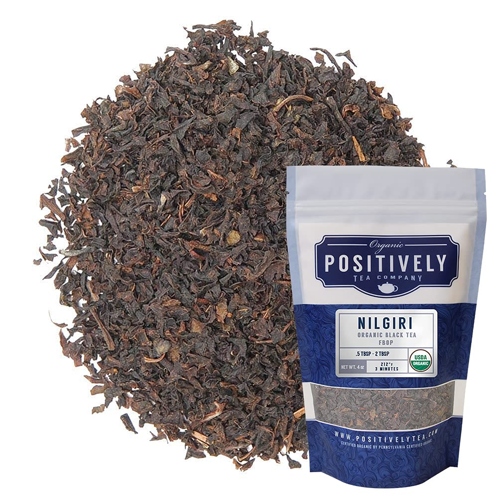 Organic Positively Tea Company Nilgiri FBOP Black Tea Loose Leaf 4 Ounce