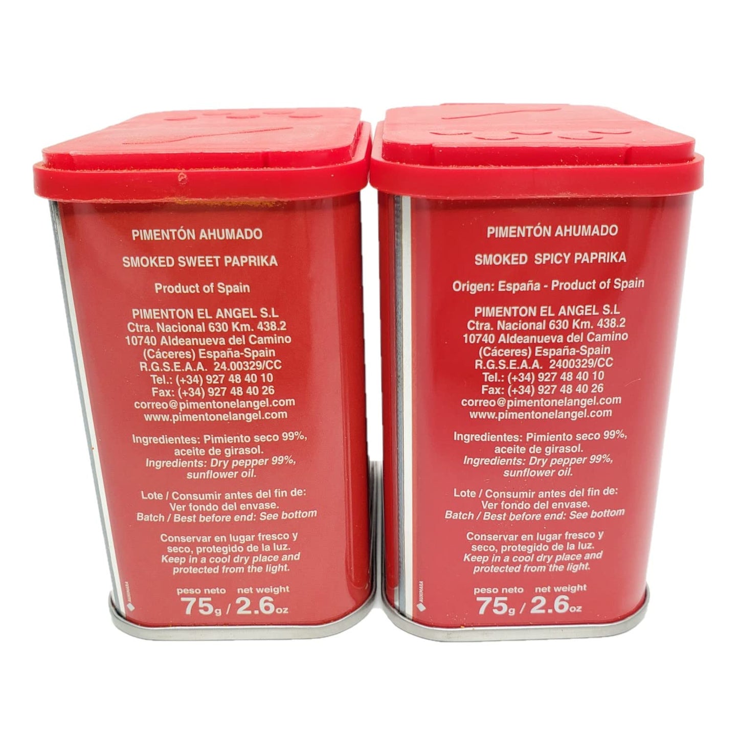 Spanish Smoked Paprika. Hot & Sweet. Set Of 2 Tins. El Angel Brand (Since 1880)