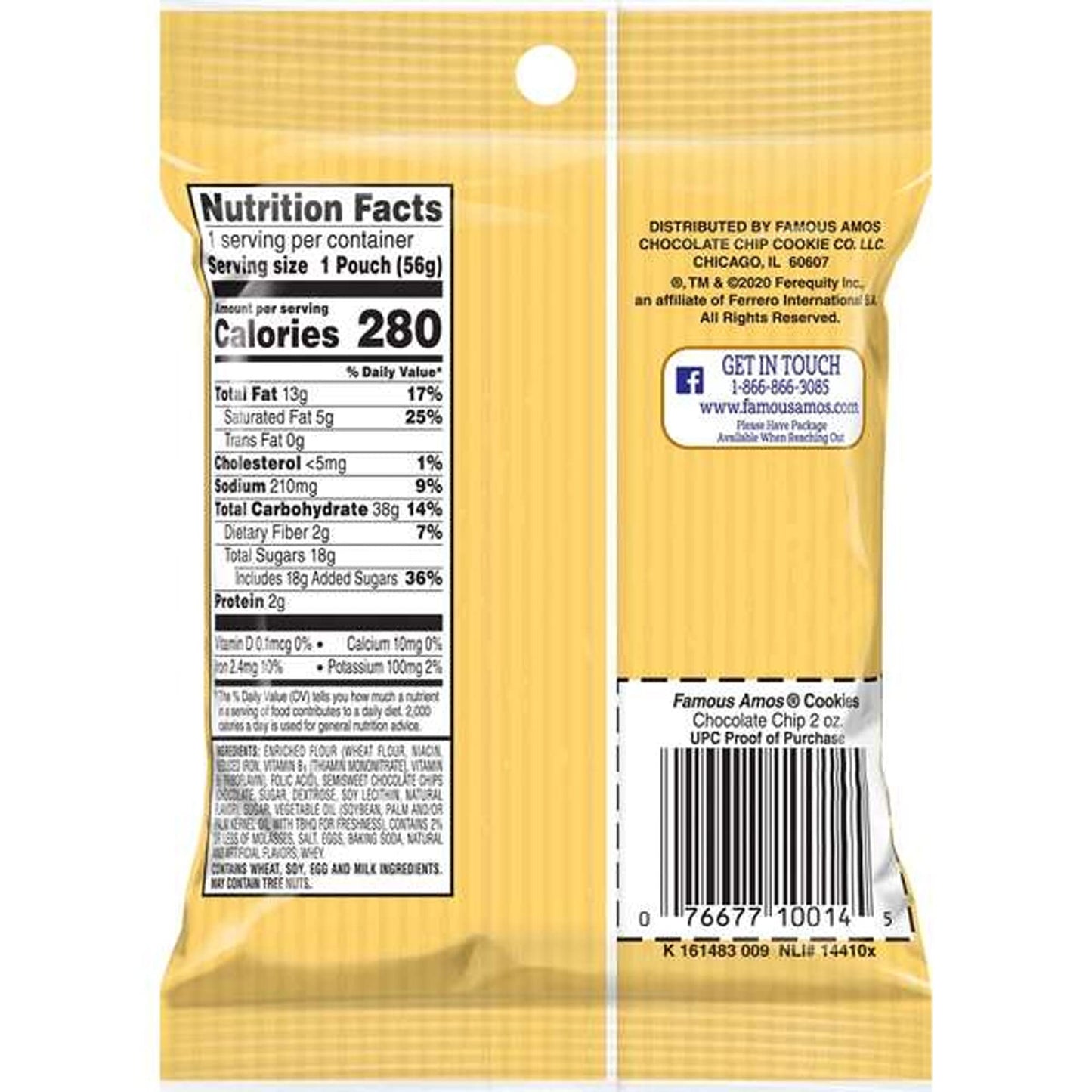 Famous Amos Chocolate Chip Cookies - 10 Count 2 0Z. Bags - Chocolate Chip Cookies - Cookies Variety Pack - Famous Amos Cookies -