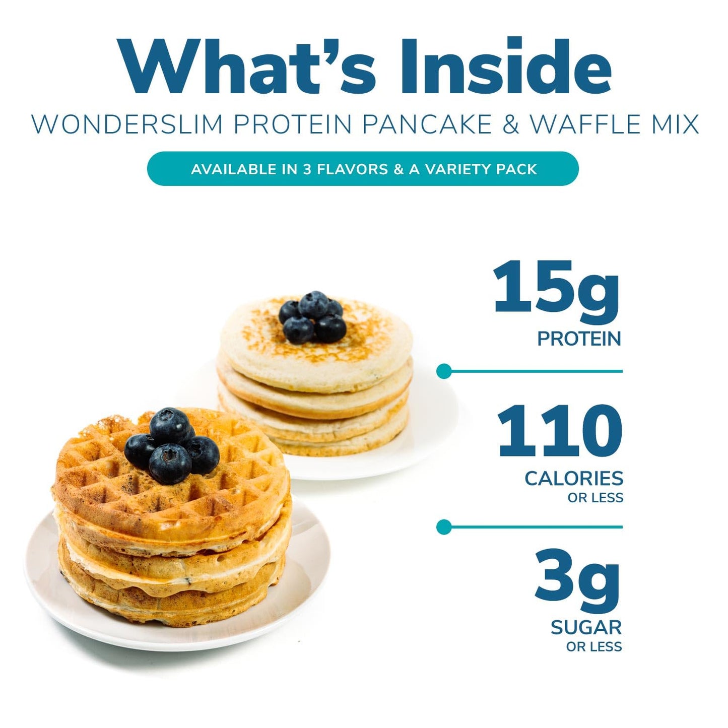 Wonderslim Protein Pancake & Waffle Mix, Blueberry, Low Sugar & Low Calorie (7Ct)
