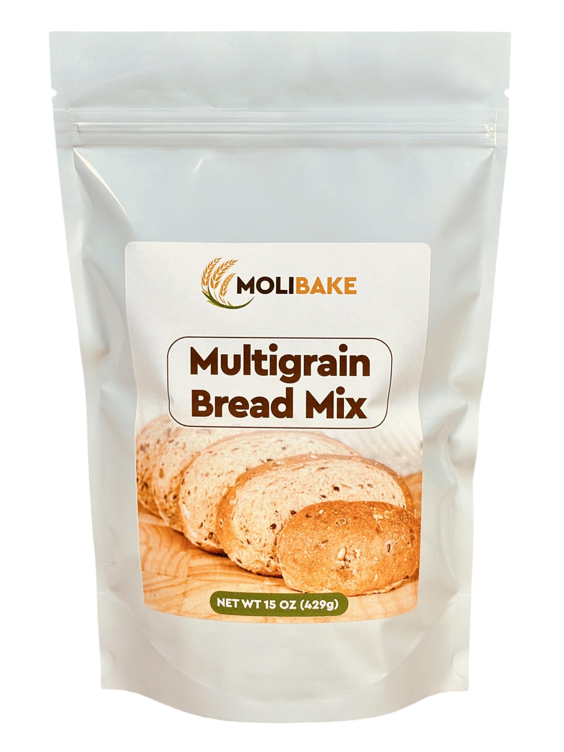 Molibake Multigrain Bread Mix - All-Natural for Bread Machine & Oven - 15 oz Pack