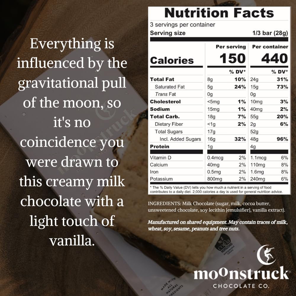 Moonstruck Chocolate Creamy Milk Chocolate Bar, 31% Cacao (Pack Of 4)