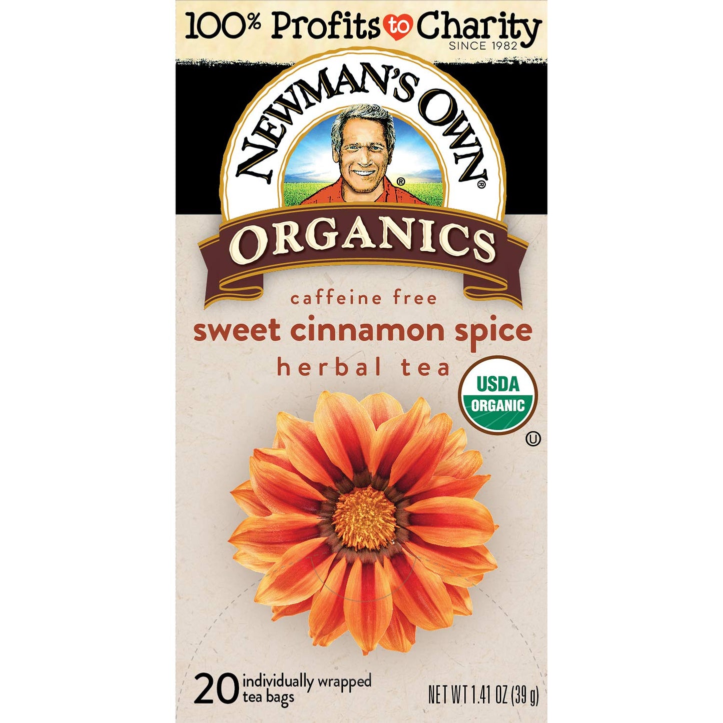 Newman s Own Organics Sweet Cinnamon Spice Herbal Tea, USDA Certified Organic and Kosher, Invigorating & Aromatic Herbal Tea Bl