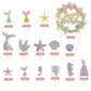 34Pcs Mermaid Birthday Cake Topper Kit With Mermaid Themed Cupcake Topper Picks, Glitter Seaweed Decor And Starfish Conch Seahor