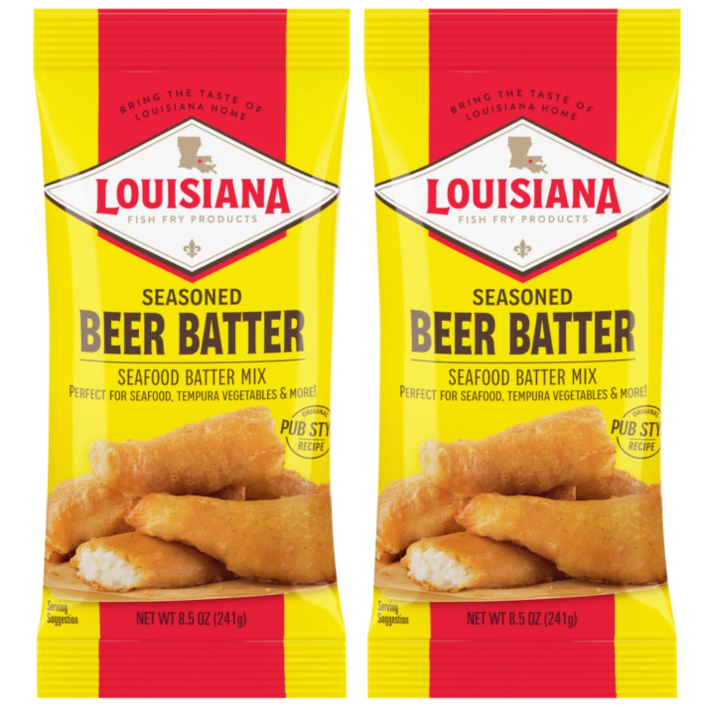 Louisiana Fish Fry Beer Batter Mix - Seasoned, 8.5 Ounce (Pack of 2)