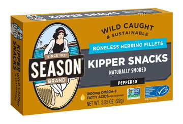 Season Peppered Kipper Snacks - Boneless Herring Fillets  Naturally Rich Flavor Fish  Wild Caught  Keto Snacks  Certified Sustainable Seafood  Non-Gmo  18G Of Protein  1800Mg Of Omega-3-3.25 Oz  12-Pack