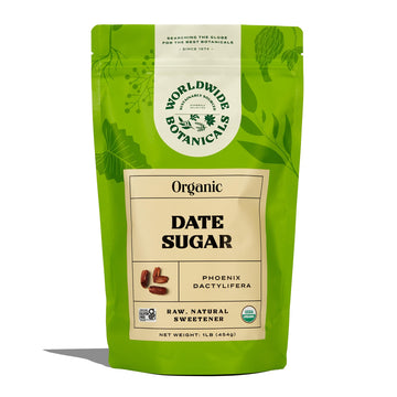 Worldwide Botanicals Organic Date Sugar Powder, 1 Pound - 100% Pure Dried Dates, Natural Whole Food Sweetener, Gluten-Free