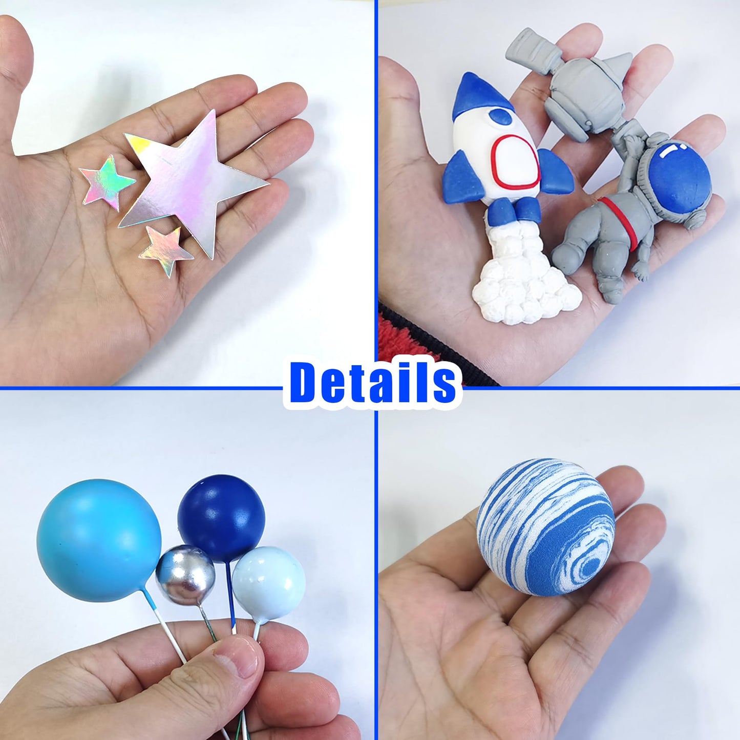 Space Cake Toppers Outer Space Astronaut Figurines Rocket Balls And Stars Kids Space Theme Decorations For Birthday Party Suppli