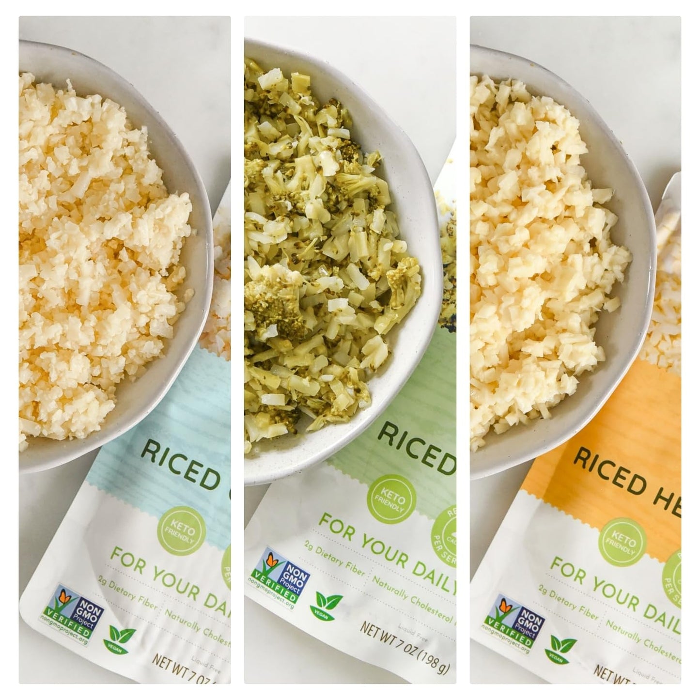 Poshi Riced Vegetables Variety Pack | Ready To Eat, All Natural, Non Gmo, Low Calorie + Carb, Gluten Free, Vegetable Rice, Fully
