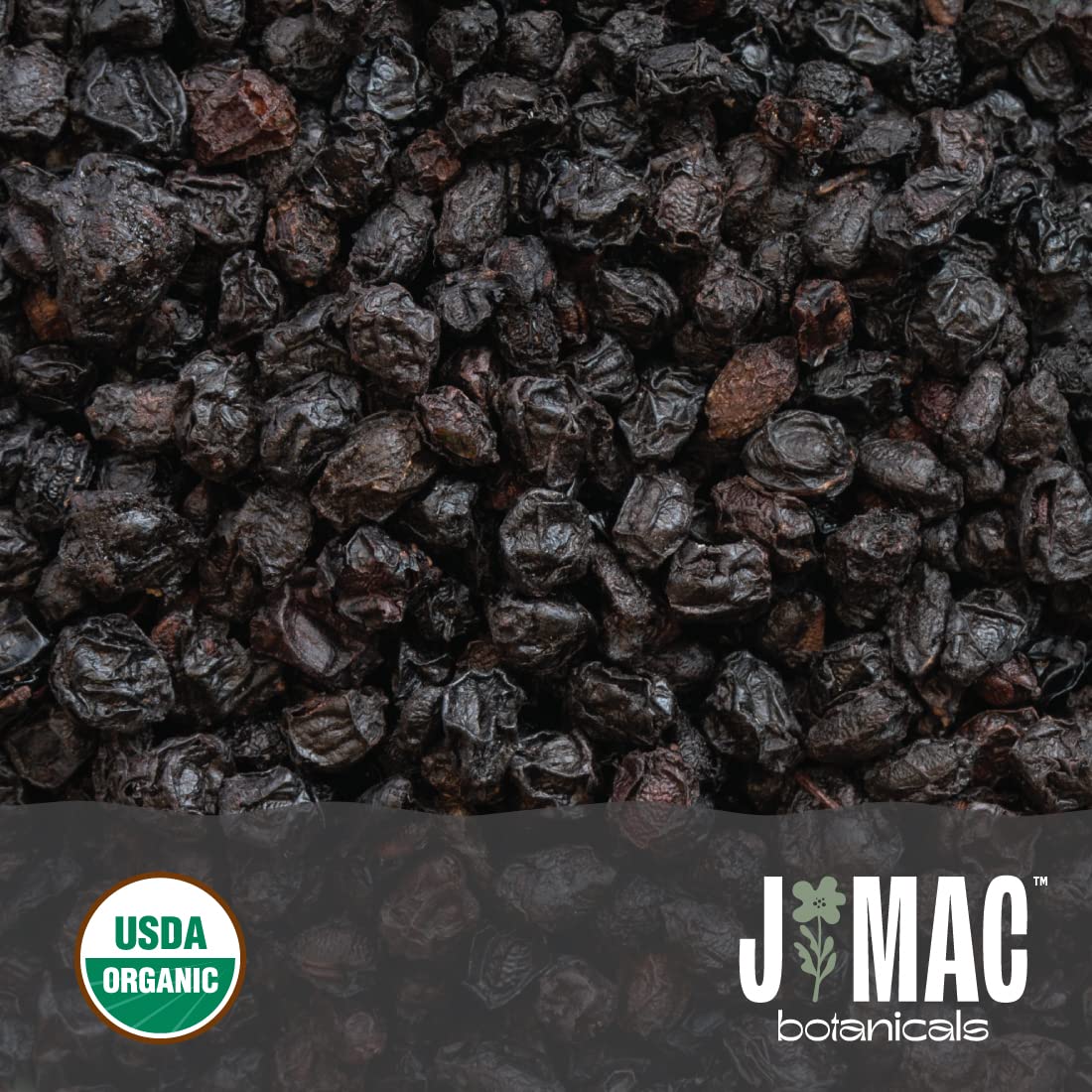 J MAC BOTANICALS Organic Dried Elderberries - 1lb Bulk, Non-Irradiated, Non-GMO, Raw Vegan, Whole Black Sambucus