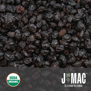 J MAC BOTANICALS Organic Dried Elderberries - 1lb Bulk, Non-Irradiated, Non-GMO, Raw Vegan, Whole Black Sambucus