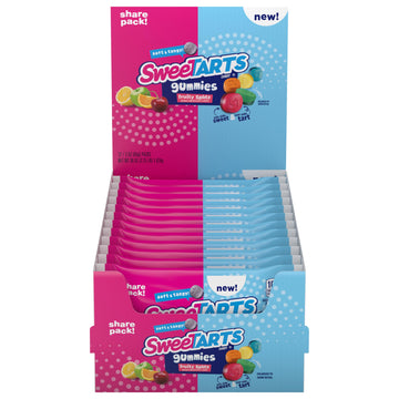 Sweetarts Gummies Fruity Splitz, Candy, Sweet And Tart, Share Pack, 3 Oz, 12 Count
