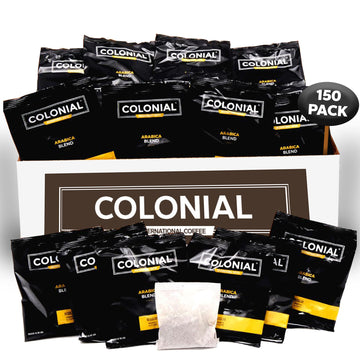 Colonial Coffee Roasters In-Room Hotel Ground Coffee Filter Portion Packs  Dark Roast  0.50 Ounce (Pack of 150)  Use with 4-Cup Drip Coffee Machine