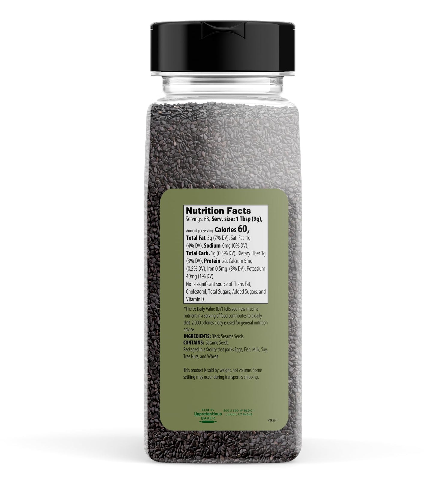 Unpretentious Black Sesame Seeds, Whole, Natural Flavor, 4 Cups, 1 Count