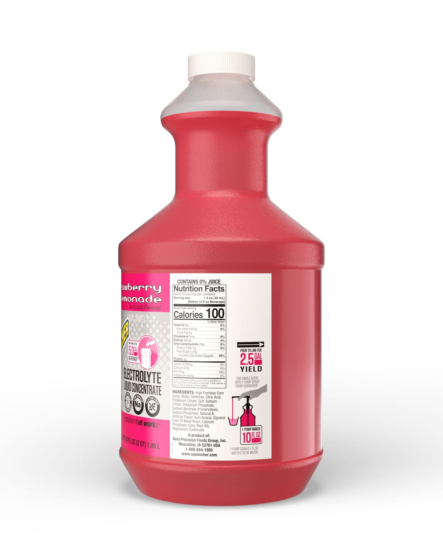 Sqwincher Liquid Concentrate | Strawberry Lemonade Flavored | Low Calorie | Low Sodium | Electrolyte Replenishment Hydration Dri