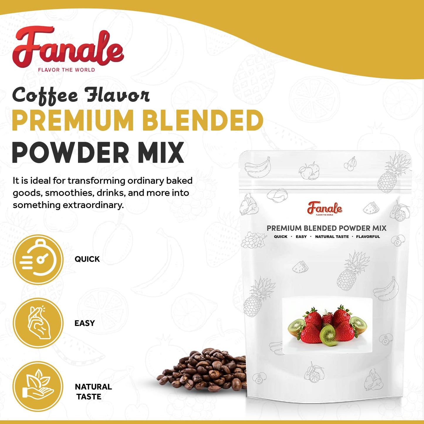 Fanale Premium Coffee Bubble Tea Flavoring Powder | Perfect For Baking, Smoothies, Desserts And Drinks | Instant Flavoring Powde