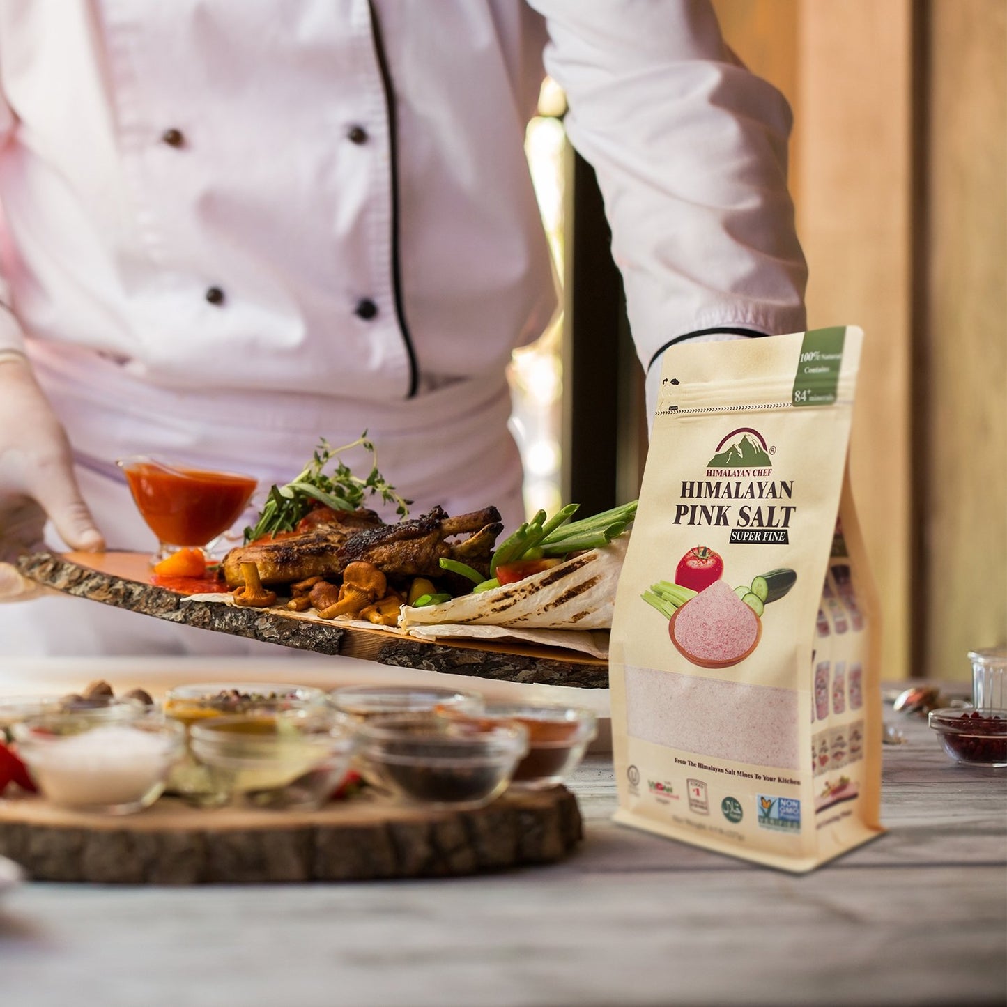 Himalayan Chef Himalayan Pink Salt, Fine Grain, 8 oz, Pure Natural, Ideal for Cooking and Baking, Pink