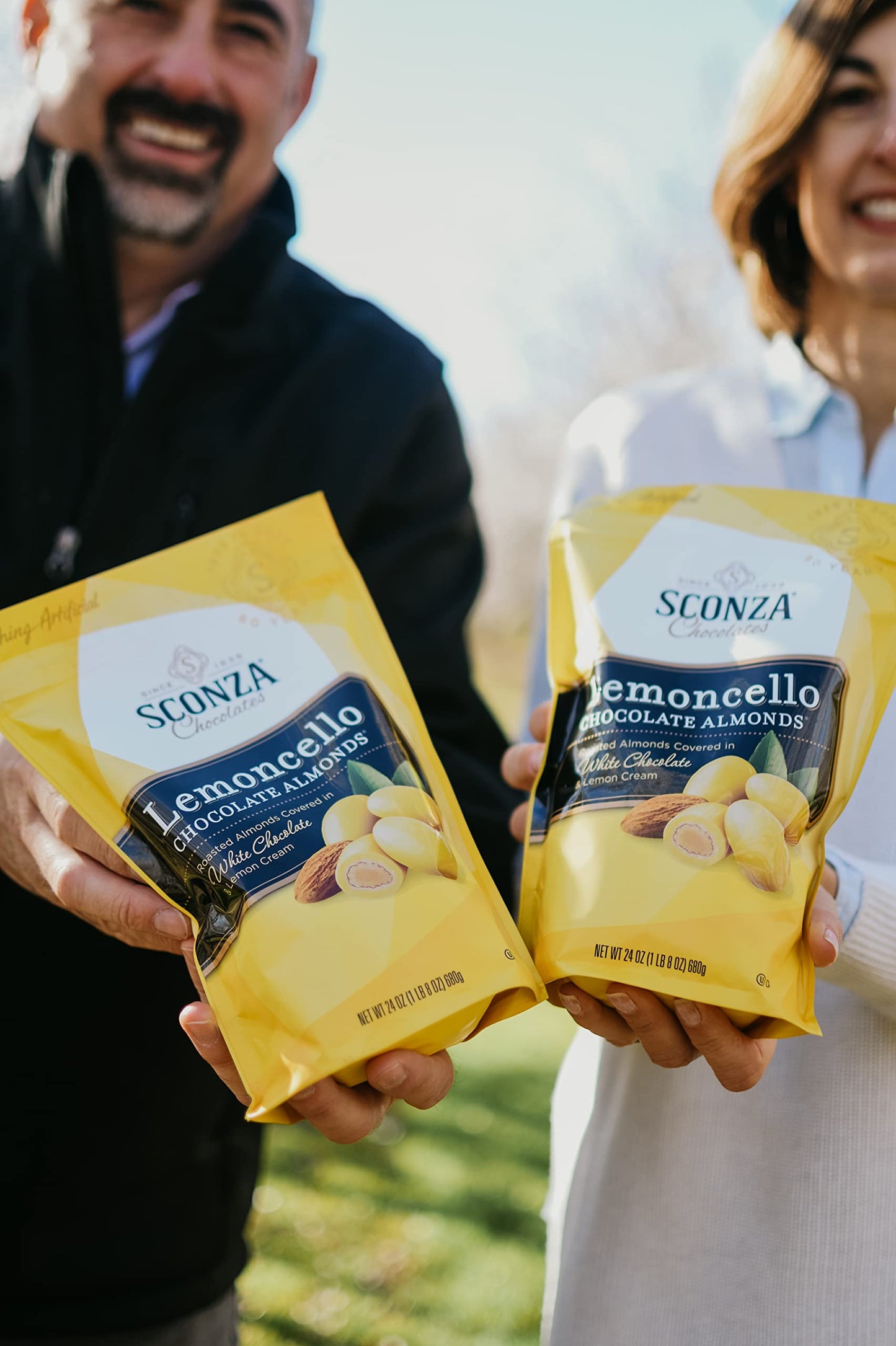 Sconza Lemoncello Lemon Cream & White Chocolate Almonds | Inspired by Italys Lemon Groves | Made in the USA | Pack of 1 (24 Oun