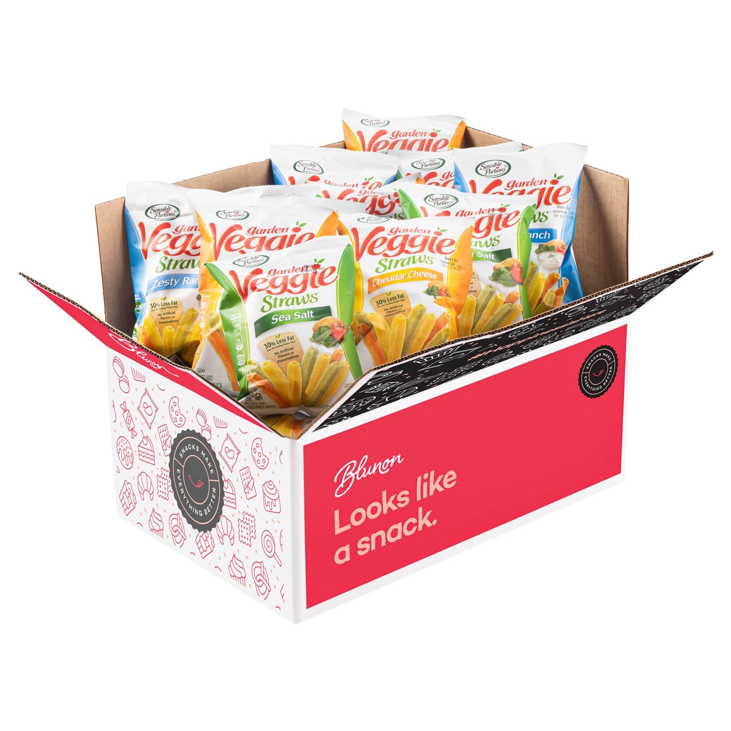 Veggie Straw Variety Pack - Assortment Of Garden Sea Salt, Cheddar Cheese And Zesty Ranch Snack Size - Care Package Gift Box (30