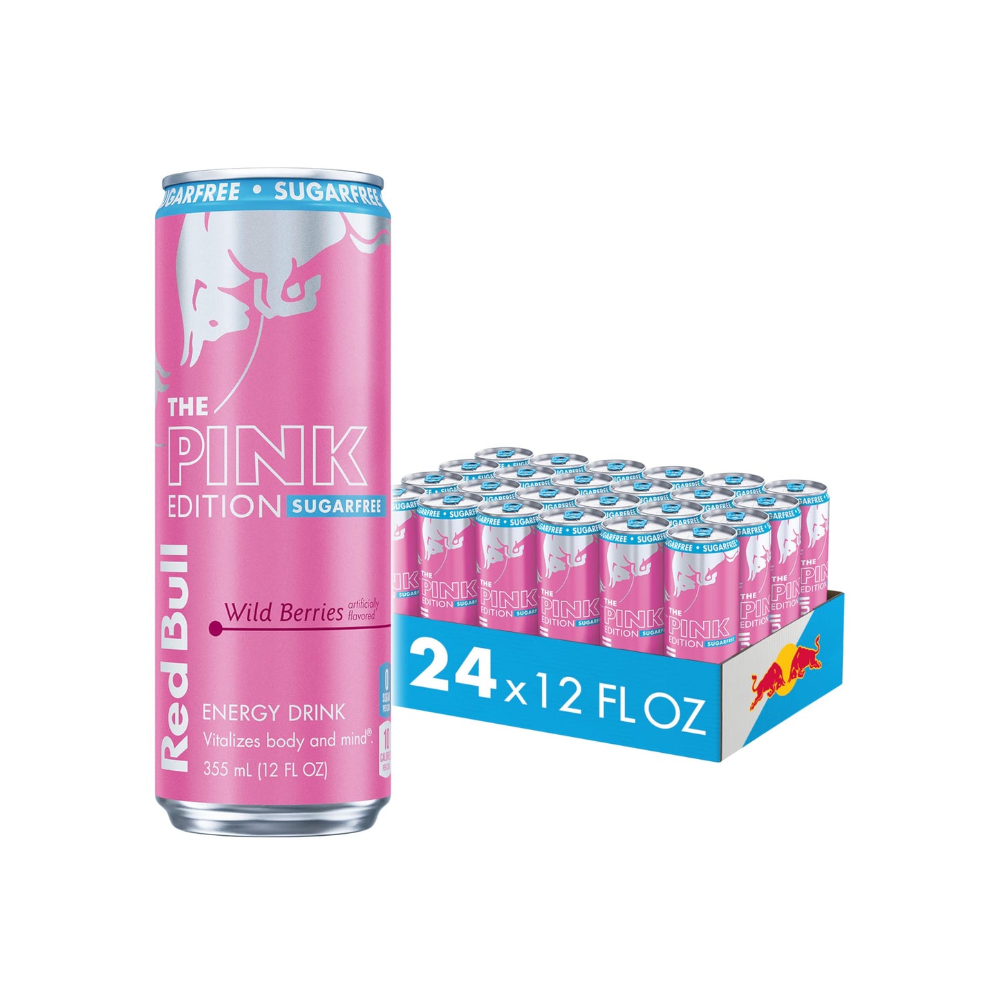 Red Bull Pink Edition Sugar-Free Energy Drink, Wild Berries, 12 Fl Oz, Pack of 24 Cans, 114 mg Caffeine, Taurine & B Vitamins