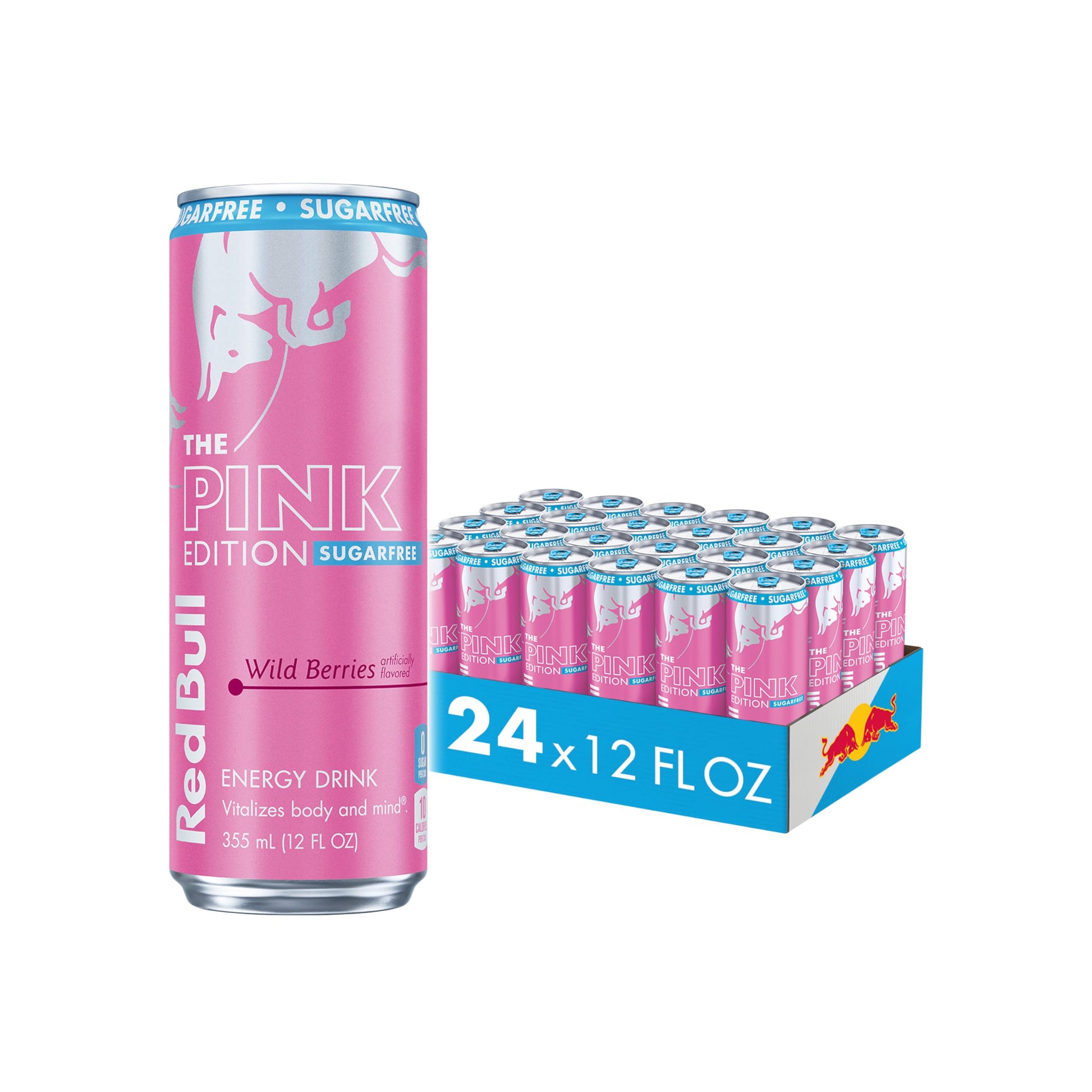 Red Bull Pink Edition Sugar-Free Energy Drink, Wild Berries, 12 Fl Oz, Pack of 24 Cans, 114 mg Caffeine, Taurine & B Vitamins
