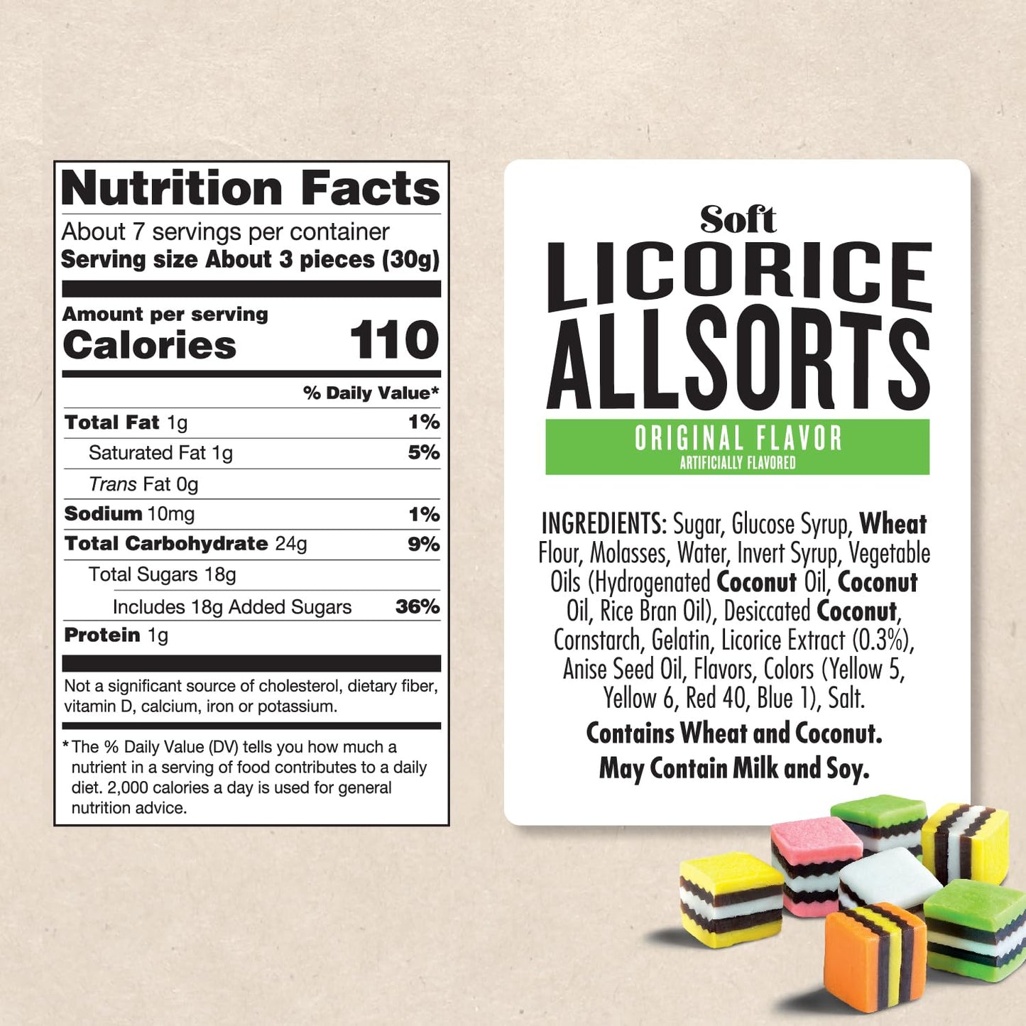 Darrell Lea Soft Licorice Allsorts, Non-GMO, 7 Ounce Bag (8-Pack), Black