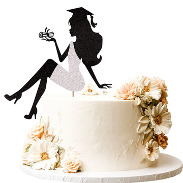 1 Pcs High Heel Girl Graduation Cake Topper With Glitter Grad Cap Diploma 2024 Graduation Cake Pick 2024 Senior Graduation Cake