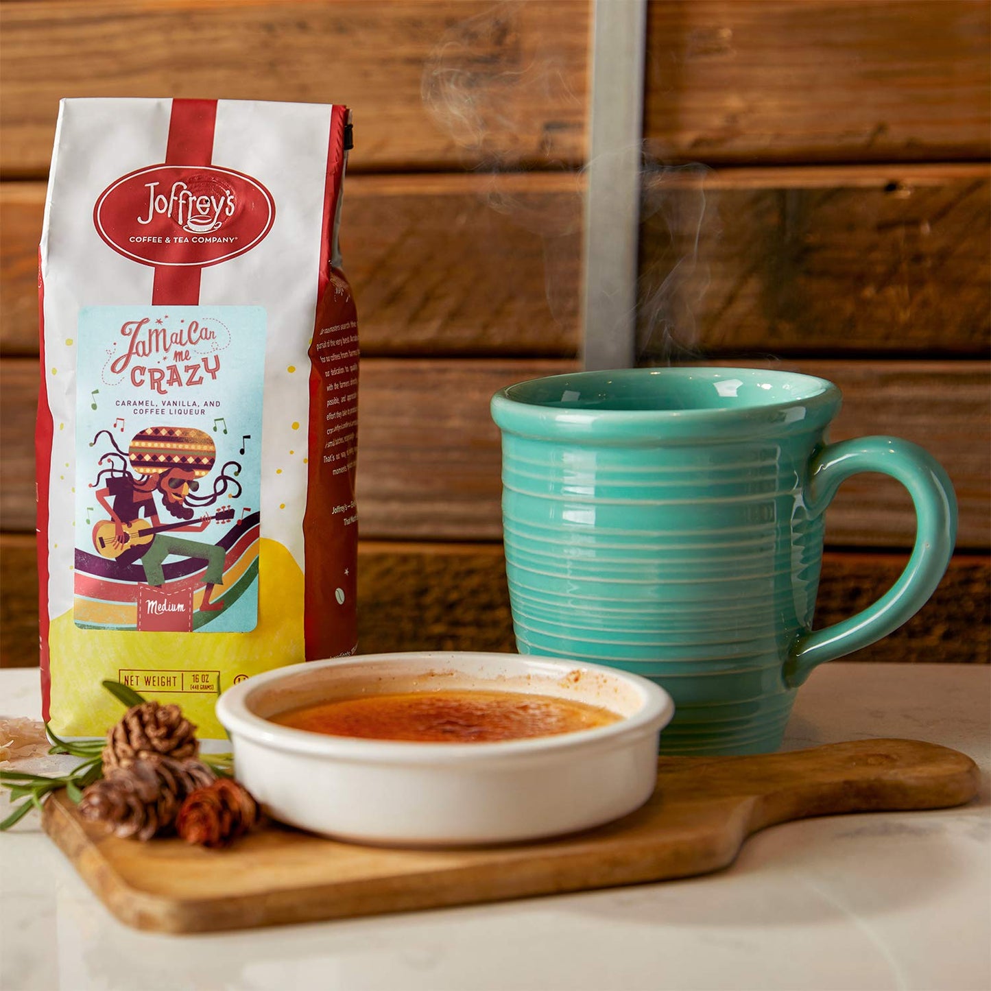 Joffreys Coffee Flavored Coffee, Jamaican Me Crazy, Medium Roast, 16 oz Ground, Gluten-Free, Kosher