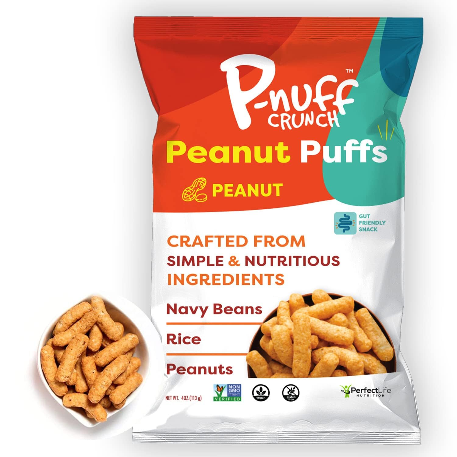P-Nuff Crunch Peanut Butter Puffs - Low Calorie, Vegan, Gluten Free, High Protein, 4 Oz Bag (Pack of 15)