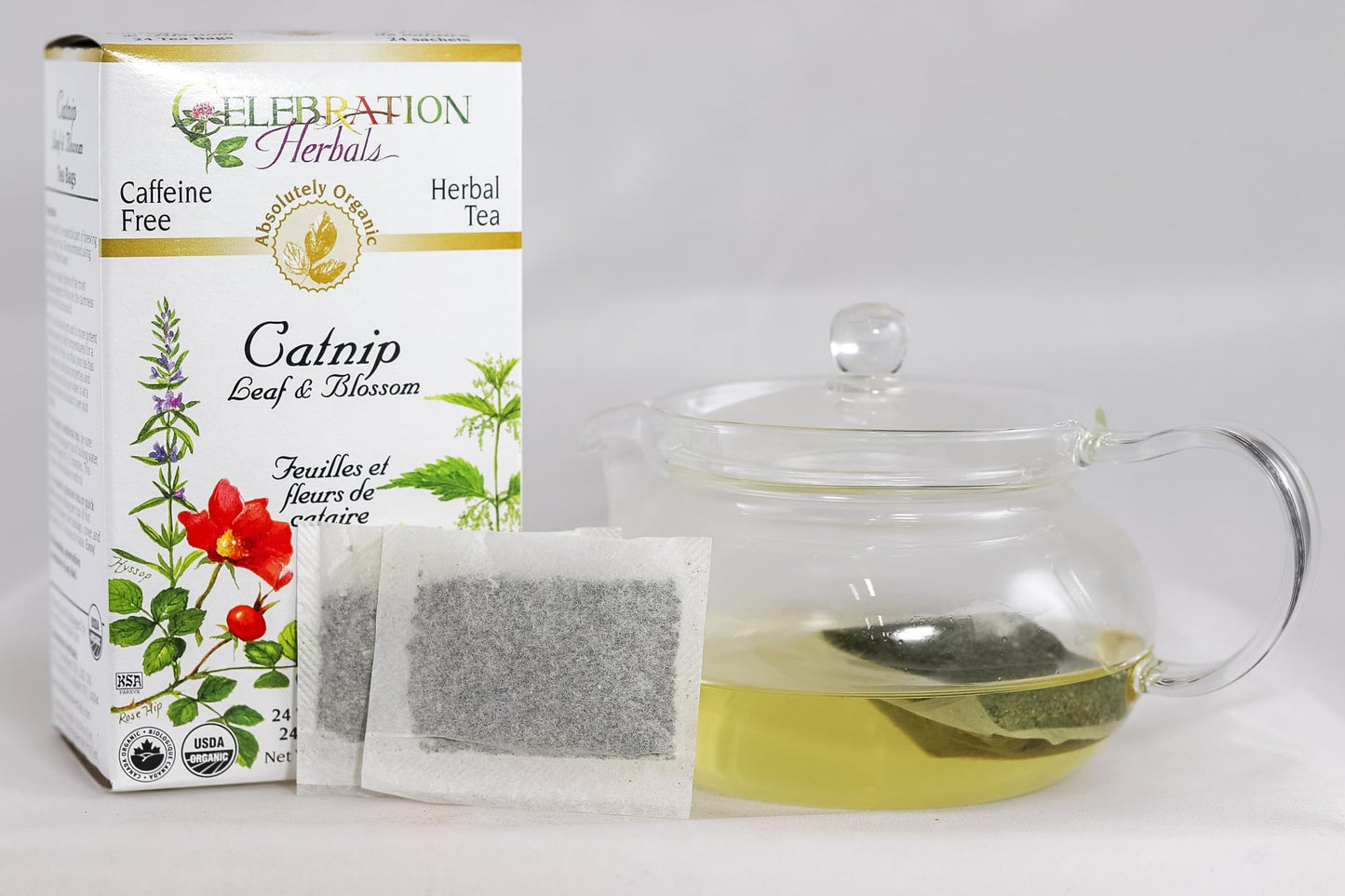 Celebration Herbals Organic Catnip Leaf and Blossom Tea Bags, 24 Count, Multicolored