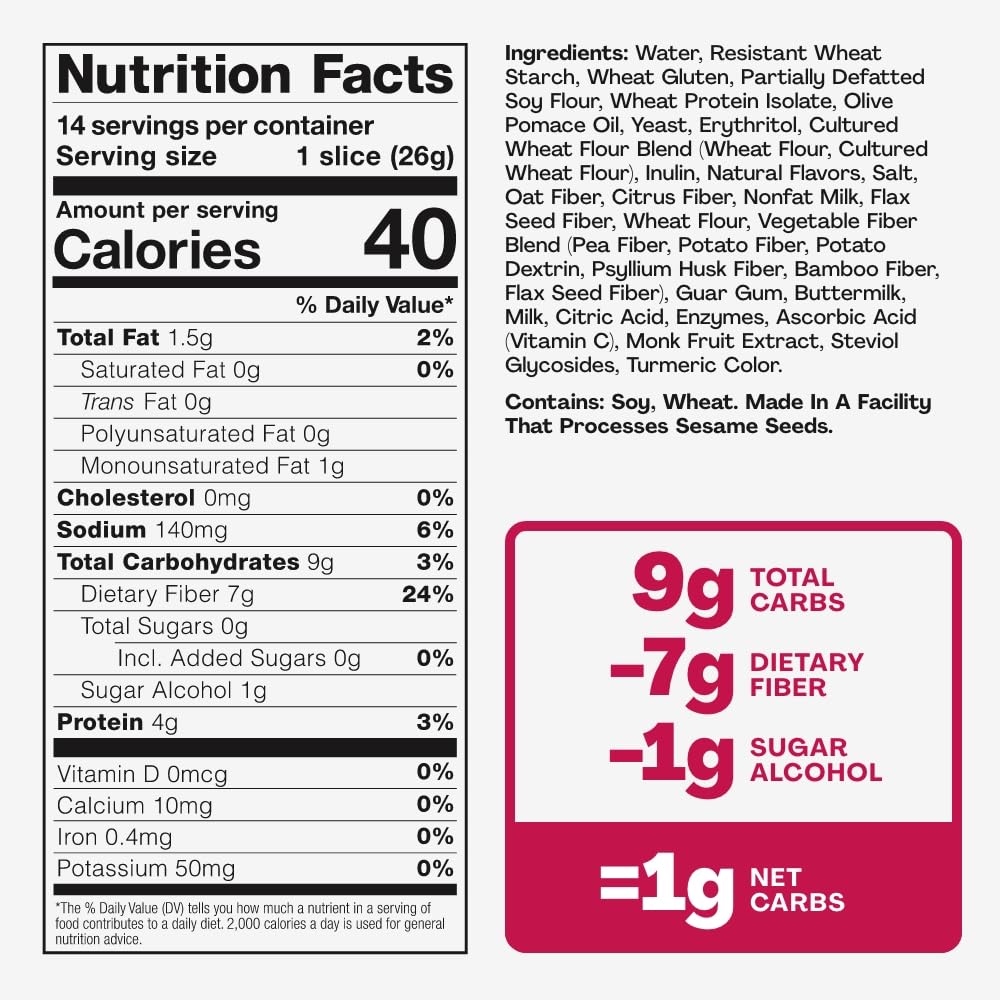 Sola Keto Sweet & Buttery White Bread, 3 Pack - Low Calorie, Non-GMO, No Added Sugar, 1g Net Carbs, Delicious Keto-Friendly Loaf