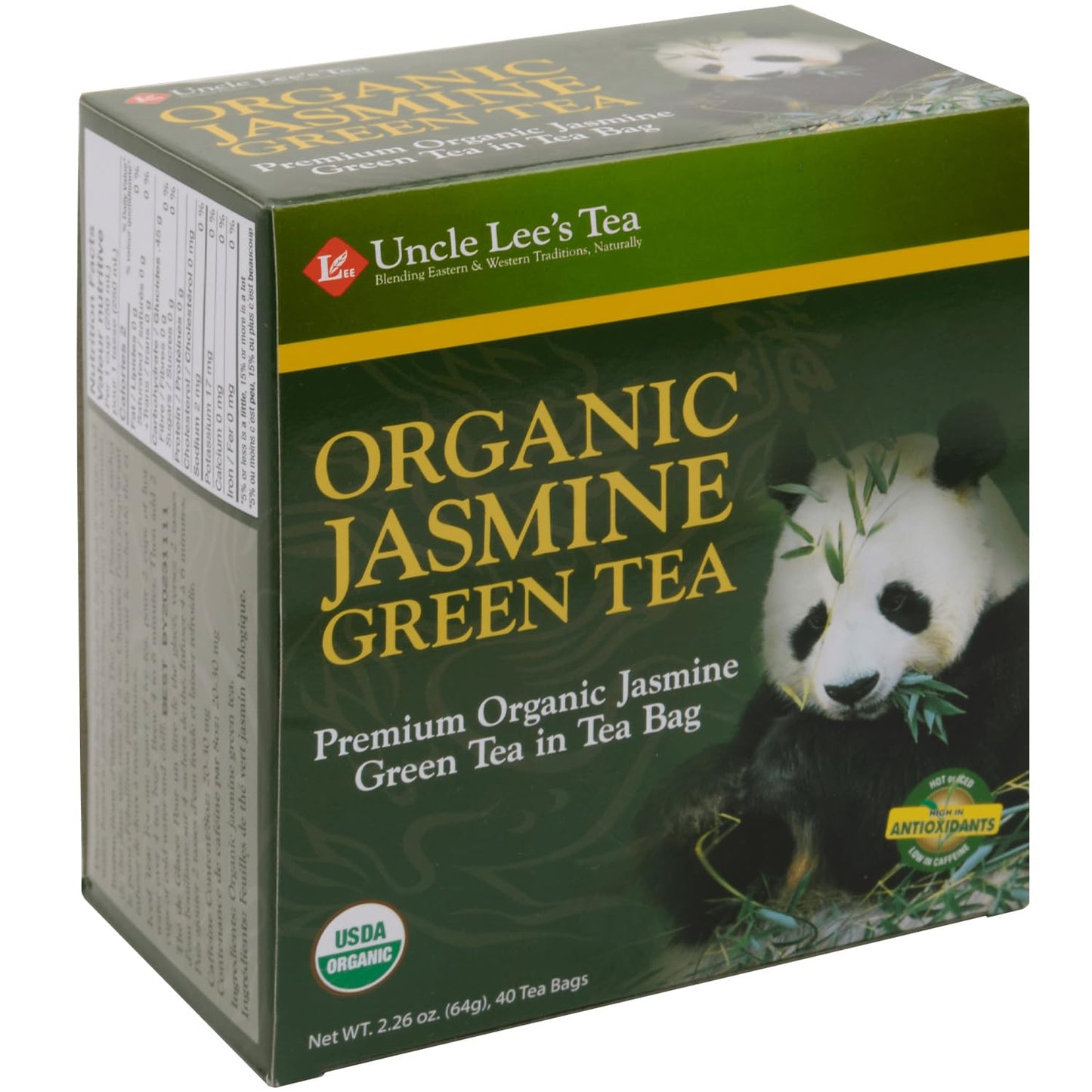 Uncle Lees Organic Jasmine Green Tea Bags, 40 Count – Antioxidant-Rich, Low Caffeine, Naturally Uplifting Blend