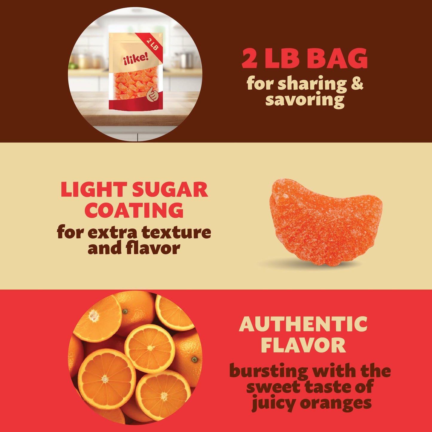 Orange Slices Jelly Candy | 2-Pound Bag | Sugar-Dusted | Gelatin-Free