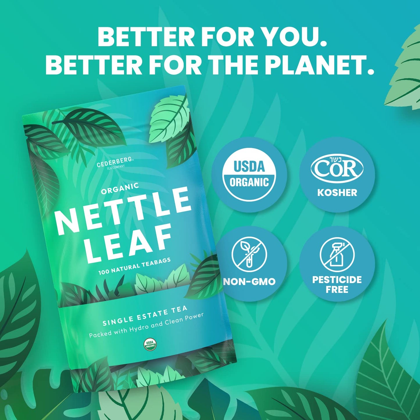 Organic Nettle Leaf Tea | Eco-Friendly Tea Bags | Non-Gmo Caffeine Free Tea With Zero Sugar | Cederberg Tea Company.