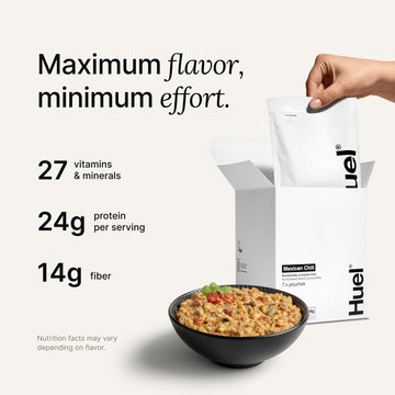 Huel Hot and Savory Meal Packs | Mexican Chili | Up to 25g Protein Plant Based Instant Meal | 27 Vitamins and Minerals | 100% Nu