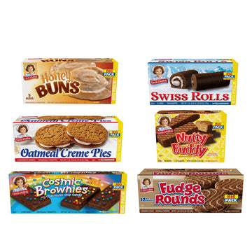 Little Debbie Big Pack Variety Bundle | One Big Pack Box Each Of Oatmeal Crme Pies, Honey Buns, Swiss Rolls, Fudge Rounds, Cosmi