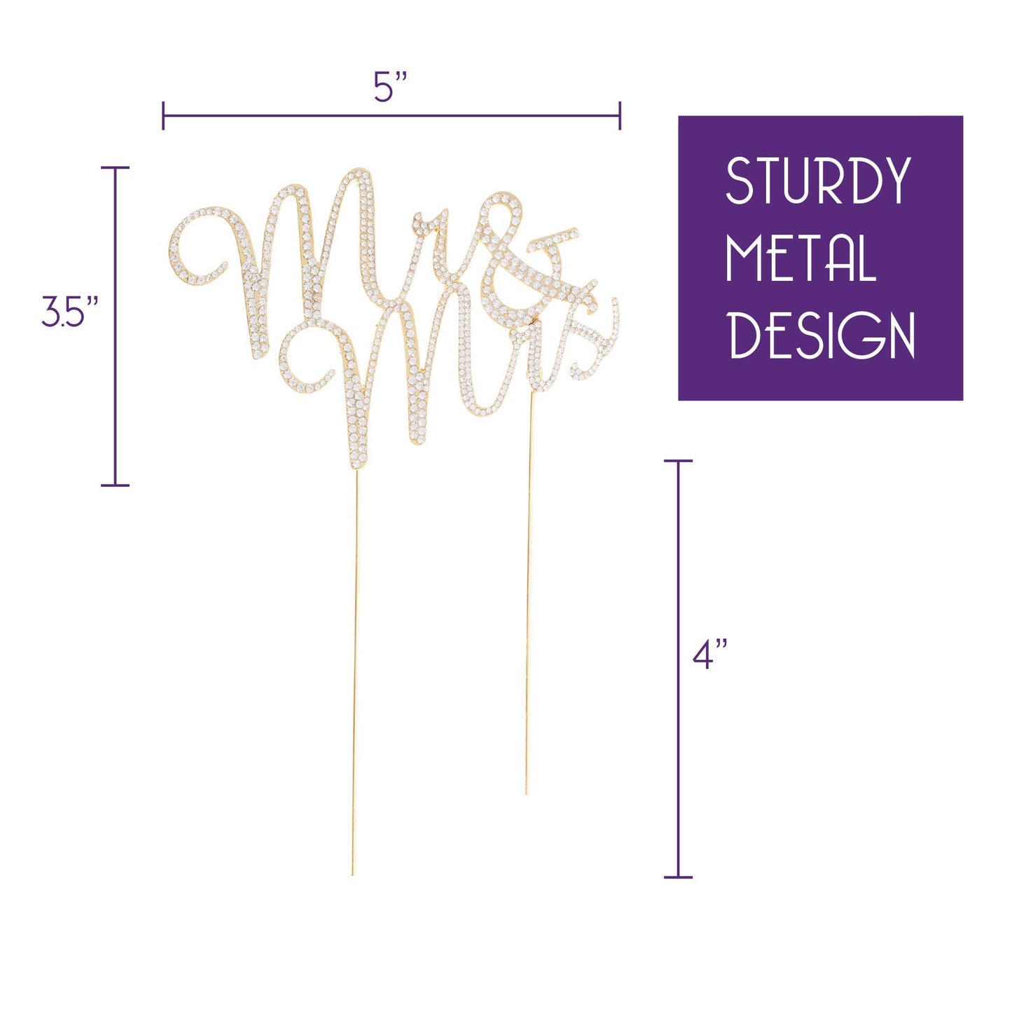 Ella Celebration Mr And Mrs Wedding Cake Topper Gold Rhinestone Monogram Decoration Mr & Mrs (Gold)