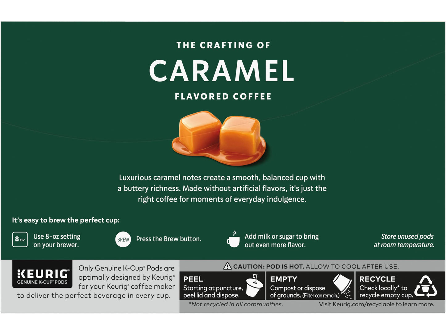 Starbucks Flavored Coffee K-Cup Pods, Caramel Flavored Coffee, Made Without Artificial Flavors, Keurig Genuine K-Cup Pods, 10 Ct