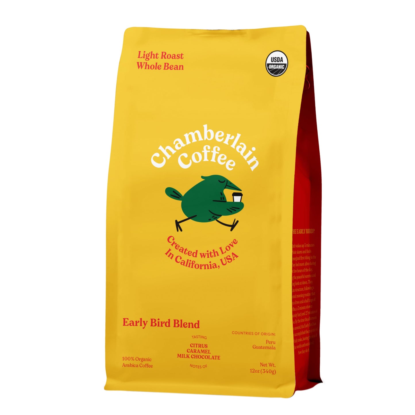 Chamberlain Coffee Early Bird Blend Light Roast Coffee Beans 12 oz Whole Bean