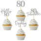48Pcs 80Th Birthday Cupcake Toppers Glitter Hello 80 Cupcake Topper 80 Fabulous Eighty Cupcake Picks For Happy 80Th Birthday Wed