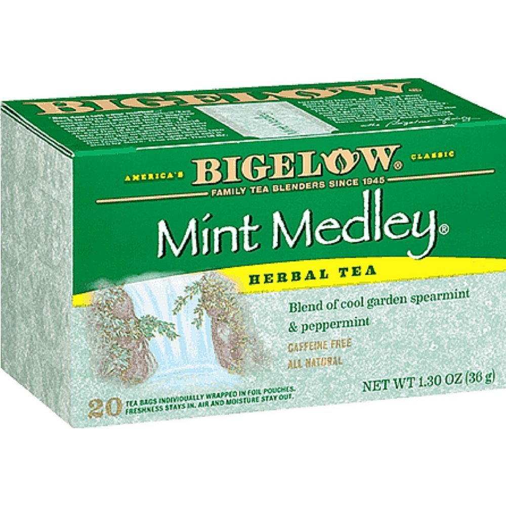 Bigelow Tea Mint Medley Herbal Tea - 20 Count Bags, Pack of 4, Caffeine-Free