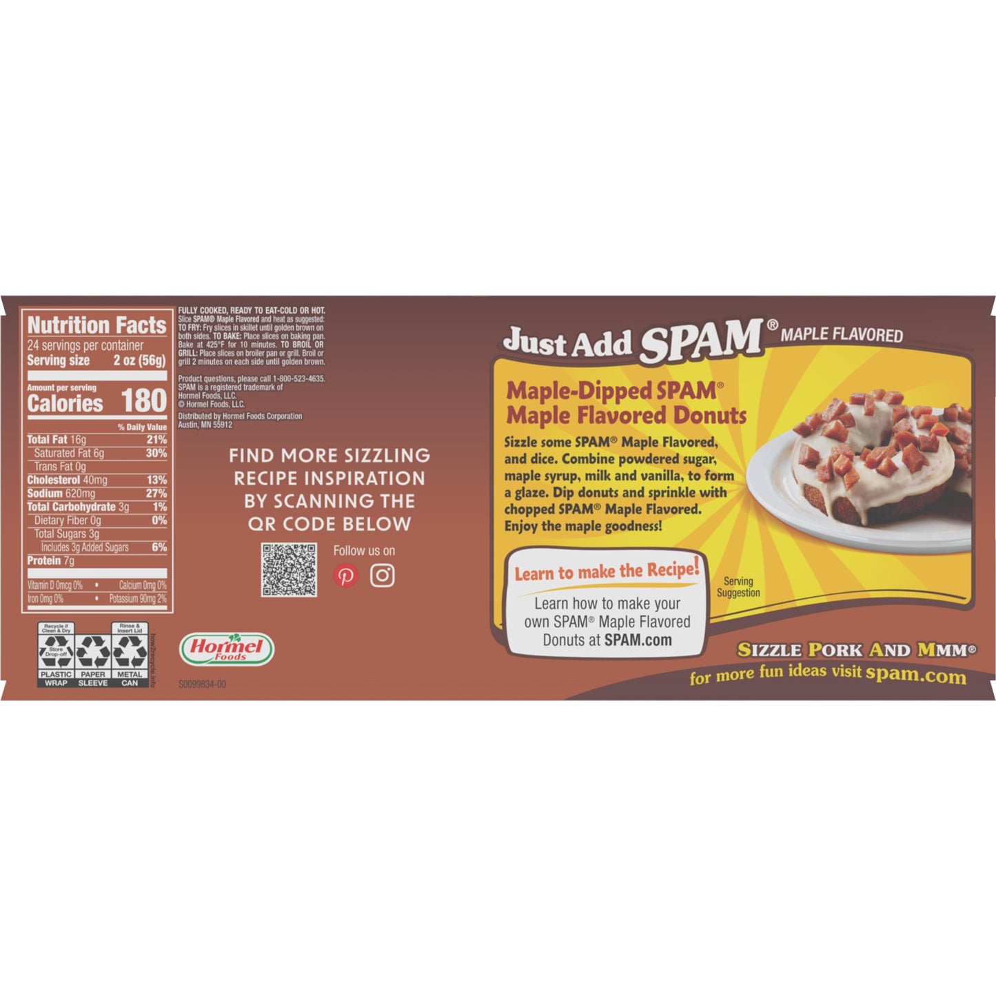 Spam Maple Flavored Canned Ham, 12 Oz Can (4-Pack)