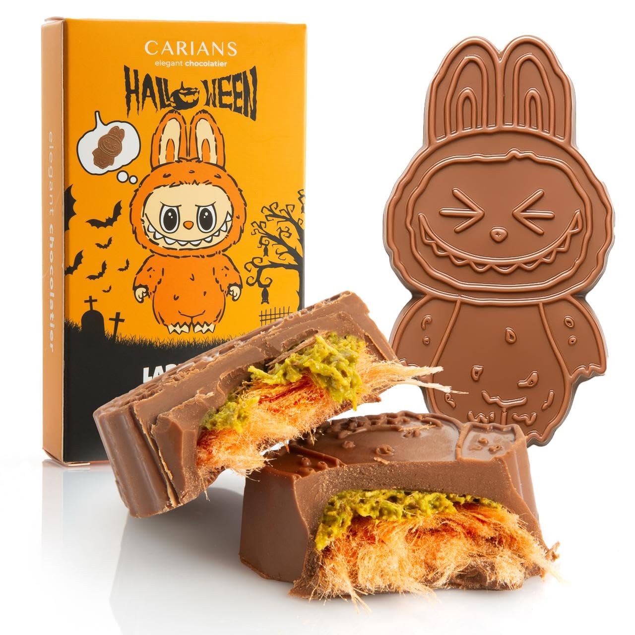 Carians Labudabu Halloween Angel Hair Dubai Chocolate Bar  Pumpkin Cotton Candy  Rich Dubai Cream With Pistachio And Crispy Kataifi  Great For Gift Giving  Anniversary  Thanksgiving  Christmas