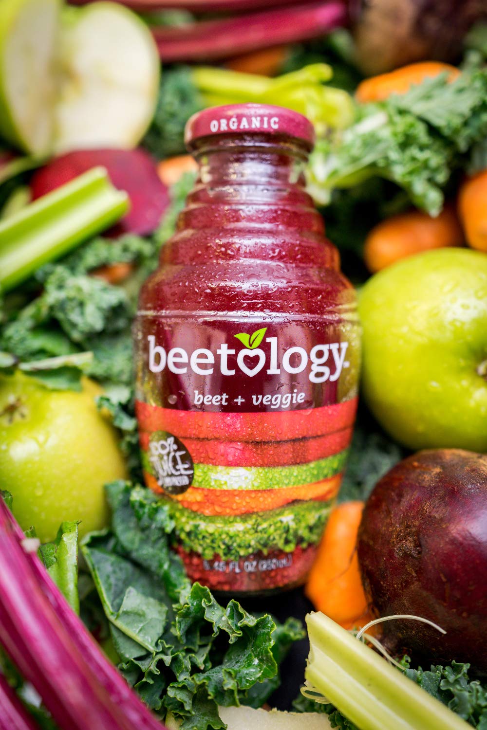 Beetology Organic Beet Juice 8.45oz ''Variety Pack'', 2 bottles each of: Beet + Veggie, Beet + Lemon Ginger, Beet + Cherry (6 Pa