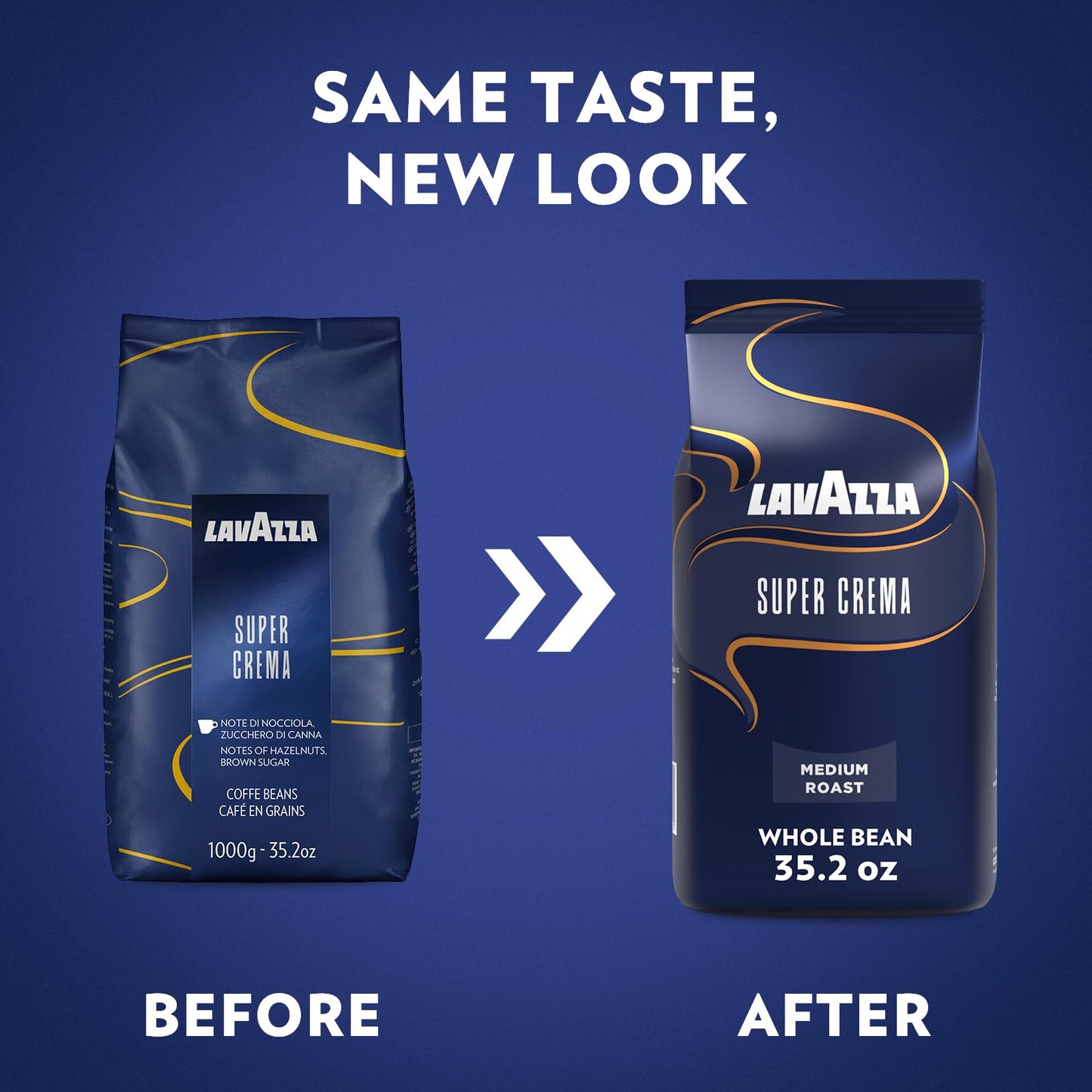 Lavazza medium roast Coffee Espresso Super Crema, Whole Beans, Pack of 8, 8 x 1000g
