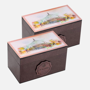 Octavius Assorted Tea Gift Set | 6 Flavored Black & Green Teas | 30 Enhanced Teabags In Each Box | Wooden Tea Sampler With Taj Mahal Design | Luxury Tea Gift Box | Pack Of 2