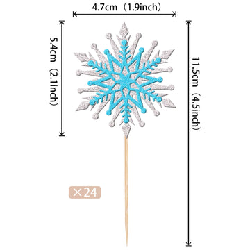 24 Pcs Snowflake Cupcake Toppers Assemble Glitter Double Layers Winter Snowflake Cupcake Picks For Winter Wonderland Baby Shower
